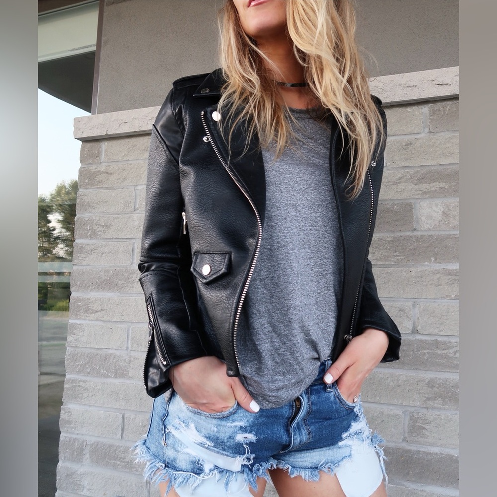 Blank NYC Black Leather Jacket (vegan faux leather)
